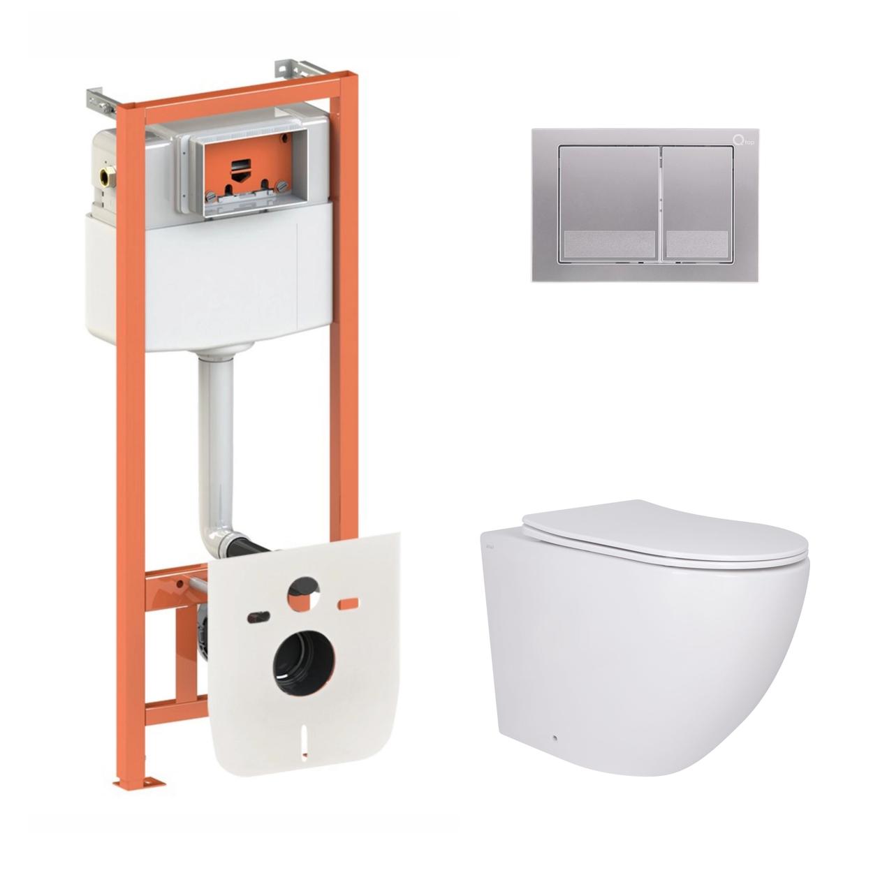 Готове рішення Qtap для ванної кімнати: підвісний унітаз Robin 520x365x365 + комплект інсталяції Nest 4 в 1 (квадратна клавіша