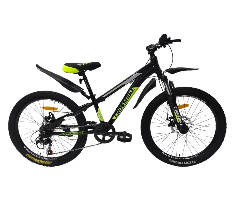 Велосипед CrossBike 24`` Dragster 2024 Susp Рама 11`` black-yellow