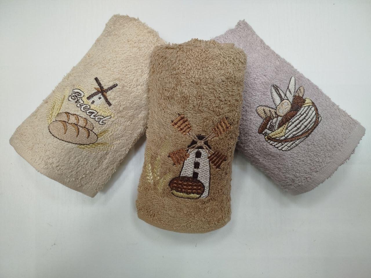 Набір 3 шт махрових рушників 40х60 хліб