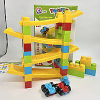 Розвиваючий конструктор іграшка набір для дітей 2в1 Трек з машинками і спуск гірки для хлопчиків