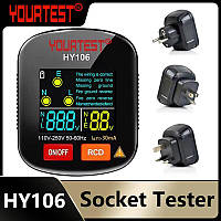Тестер напруги HY-106 7 в 1 Socket Tester Voltage Line Tester LCD Display ПЗВ 30 мА