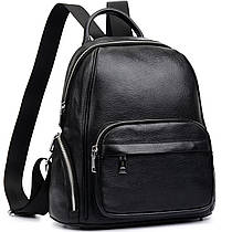 Рюкзак жіночий шкіряний 29х31х12, практична наплічна сумка для міста, чорна