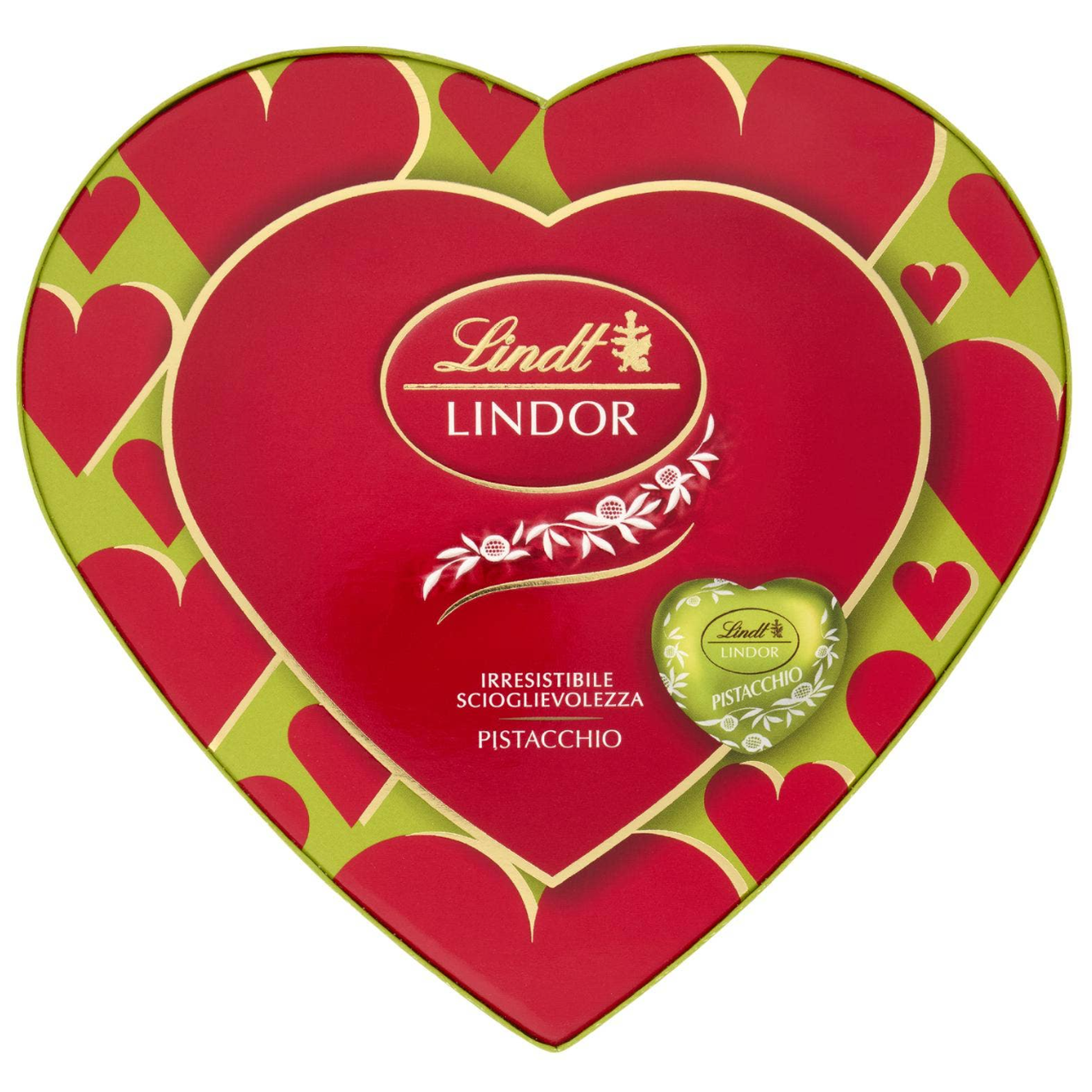 Коробка шоколадних цукерок Lindt Lindor Scatola Cuore Pistacchio 82г, фото 1