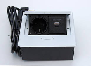 Настільна розетка 1R+USB+Type-C біла