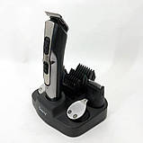 Машинка для стрижки 10в1 GEMEI GM-592, тример для бороди, триммер бездротової. Колір: чорний, фото 4