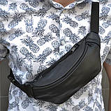 Шкіряна бананка, чоловіча сумка жіноча з натуральної шкіри, чорна барсетка, фото 8