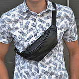 Шкіряна бананка, чоловіча сумка жіноча з натуральної шкіри, чорна барсетка, фото 10