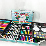 Набір для творчості в алюмінієвій валізі Єдиноріг 145 предметів, чемодан для малювання дитячий кейс. Колір:, фото 9