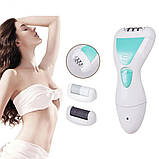 Епілятор Gemei GM-7006 4в1 - Професійний бездротовий епілятор бритва з насадками триммер + пемза, фото 5