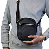 Сумка з натуральної шкіри чоловіча, месенджер шкіряний чорний, якість, чоловіча сумка через плече, фото 7
