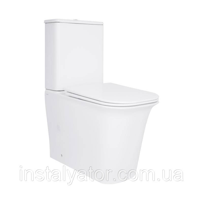 Унітаз-компакт Qtap Nando безобідковий з сидінням Soft-close QT12221222AW