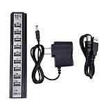 Розгалужувач USB HUB на 10 портів з активною зарядкою 220V, Розгалужувач юсб, Хаб для ноутбука, фото 10