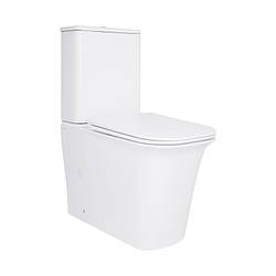 Унітаз підлоговий Qtap Nando безободковий з сидінням дюропласт Soft-close QT12221222AW Білий глянець