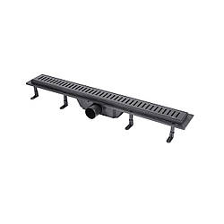 Трап Qtap Dry FA304-700MBLA лінійний з сухим закривом та нержавіючою решіткою 700х73 Krash Твій Вибір