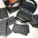 Мультипекар 6в1 зі знімними формами Domotec MS-7706, сендвічниця 4в1, домашній гриль для шаурми, фото 8