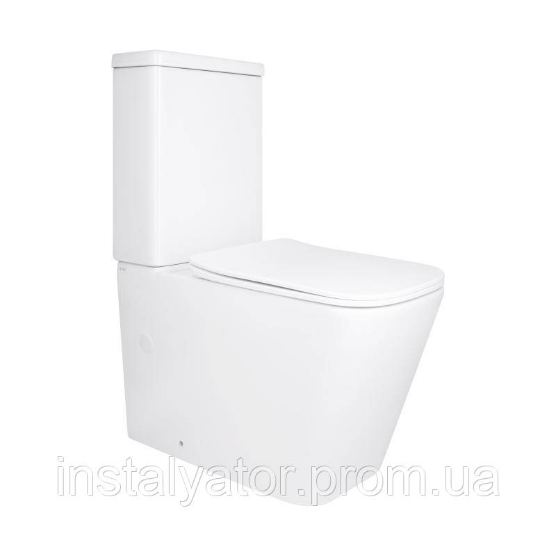 Унітаз підлоговий Qtap Stenava Rimless безобідковий з сидінням Soft-close WHITE QT27228303W