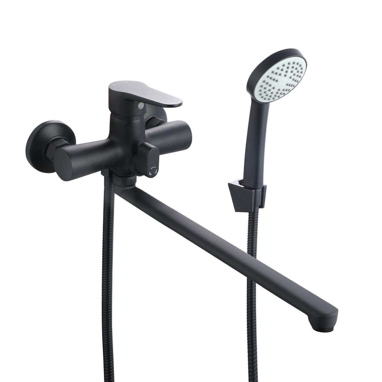 Змішувач для ванни Lidz Nicole 005 з поворотним виливом (з душовим гарнітуром) (k35) LDNIC005BLA45183 Black Krash Твій Вибір, фото 1