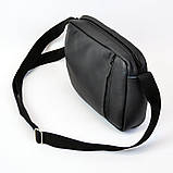 Стильна чоловіча сумка-месенджер із натуральної шкіри флотар, чорного кольору, чоловічі сумки через плече, фото 9