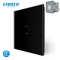 Комплект бездротовий сенсорний вимикач з реле Livolo чорний скло (VL-XR007-B/FC1Z2-2G)