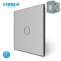Комплект бездротовий сенсорний вимикач з реле Livolo сірий скло (VL-XR007-I/FC1Z2-2G)