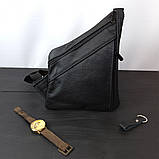 Чоловіча сумка з натуральної шкіри, сумка через плече чоловіча шкіряна, борсетка сумка через плече, фото 10