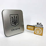 Дугова електроімпульсна USB Юсб запальничка Україна металева коробка HL-447. Колір: золотий, фото 10