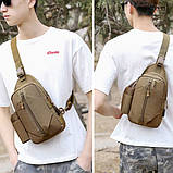 Тактична сумка через плече - водонепроникна сумка слінг з кордури на 4 кишені. Колір: койот, фото 9