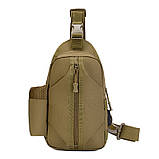 Тактична сумка через плече - водонепроникна сумка слінг з кордури на 4 кишені. Колір: койот, фото 10