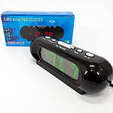 Годинник VST-716-2 настільний 220 В будильник Чорний корпус Світло-зелені цифри, фото 8