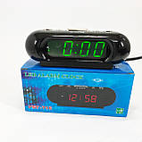 Годинник VST-716-2 настільний 220 В будильник Чорний корпус Світло-зелені цифри, фото 9