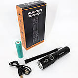 Ліхтар ручний акумуляторний PLD-535-2 з ремінцем, Ліхтарик світлодіодний для туриста, Сильний ліхтарик, фото 8