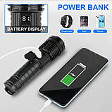Ліхтарик PLD-H007 White Laser LED PM10-TG із вбудованим акумулятором PowerBank, Ліхтарик тактичний ручний, фото 8