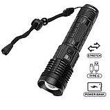 Ліхтарик PLD-H007 White Laser LED PM10-TG із вбудованим акумулятором PowerBank, Ліхтарик тактичний ручний, фото 10