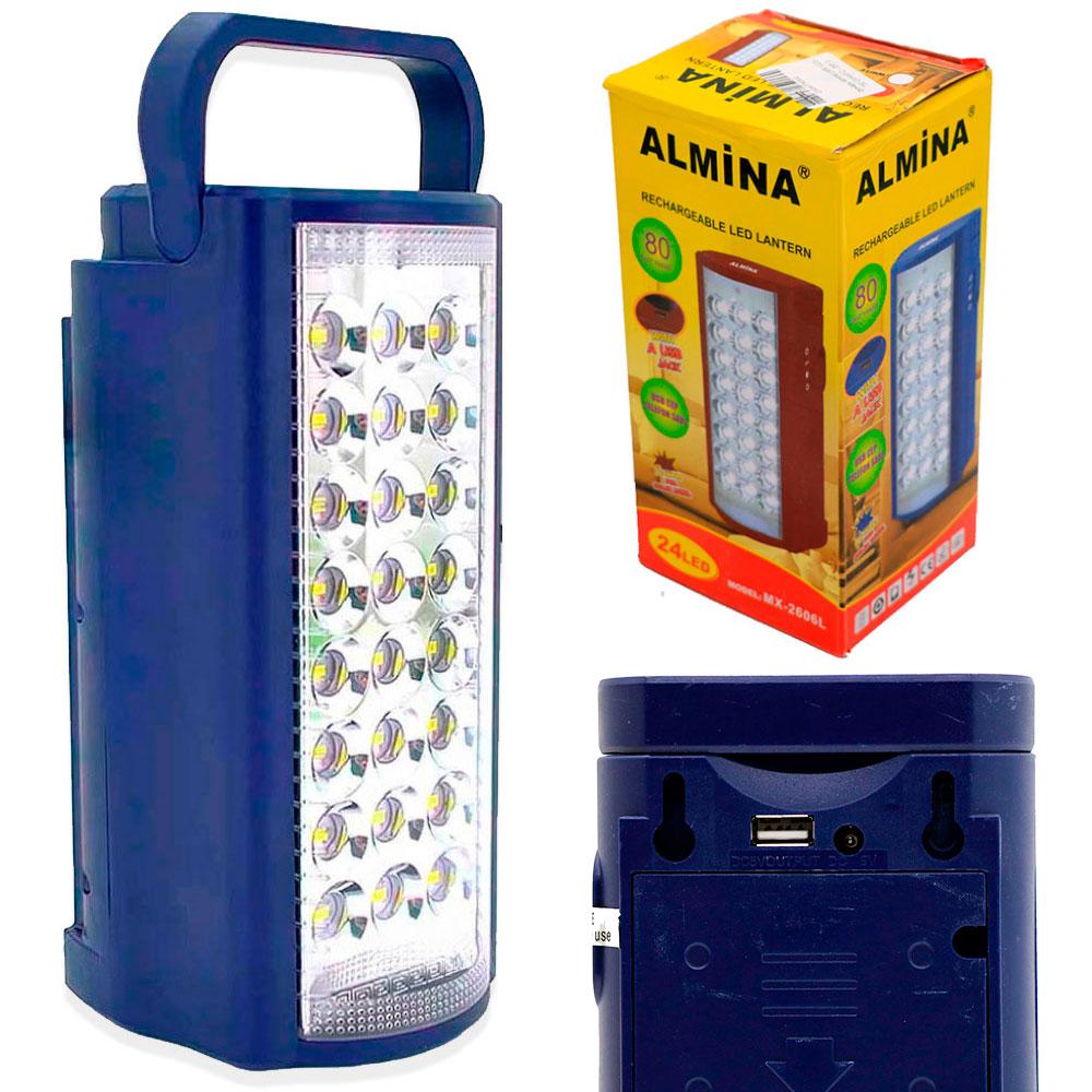 Переносний ліхтар із повербанком 24LED, Almina MX-2606L, Синій / Світлодіодний ліхтар на акумуляторі