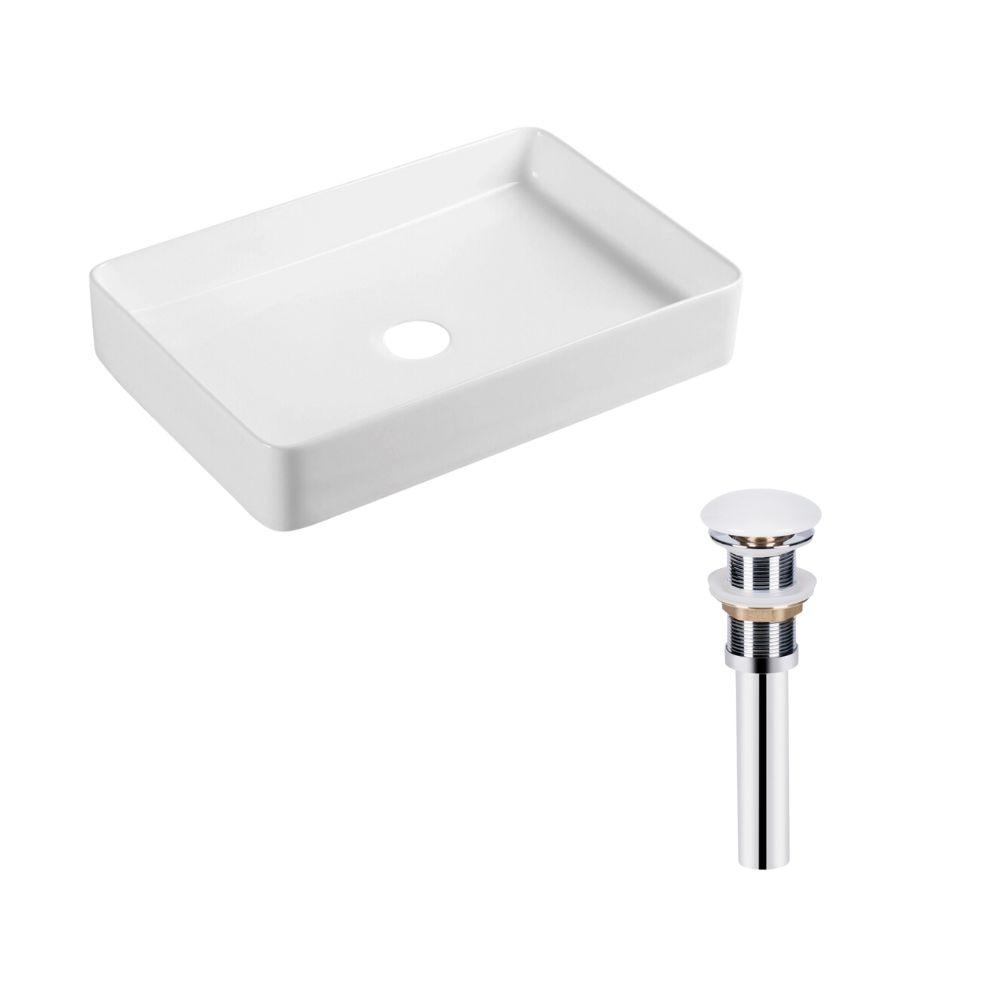 Комплект Qtap Tern: Раковина накладна прамокутна 600x400x110 мм WHITE + Донний клапан PU02 Krash Твій Вибір, фото 1