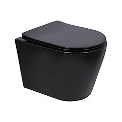 Унітаз підвісний Qtap Scorpio Ultra Quiet безобідковий з сидінням Soft-close MATT BLACK QT14332380AMB Krash Твій Вибір