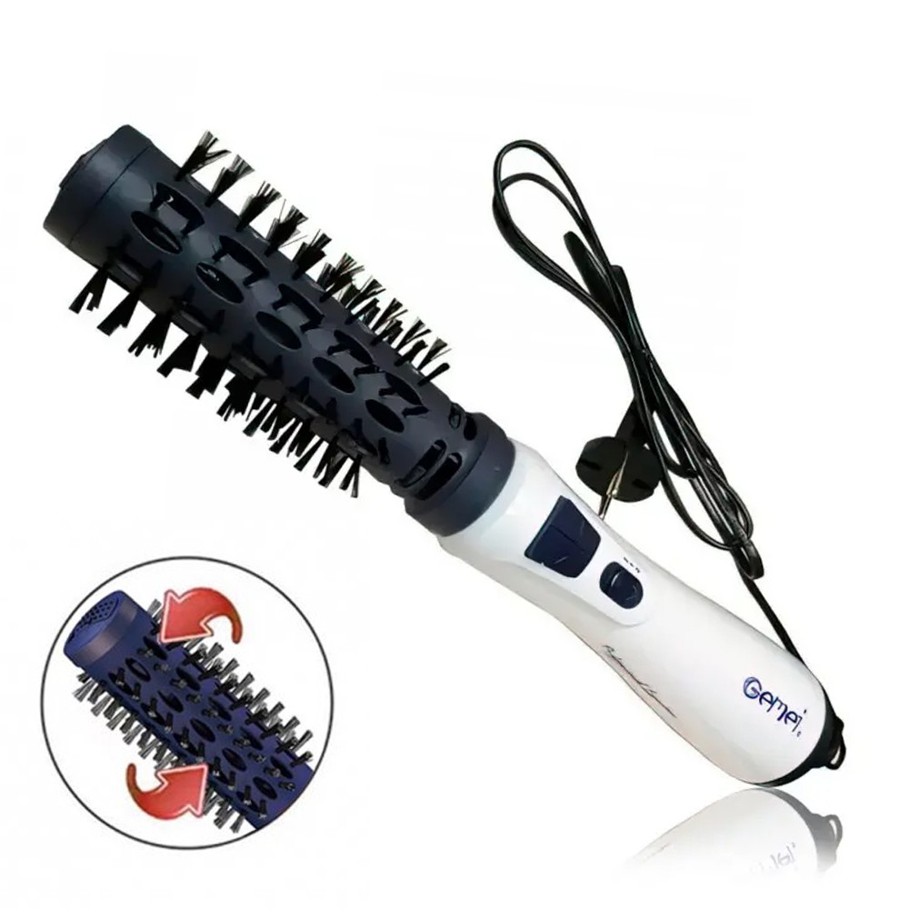 Фен-щітка для волосся 1000 Вт, Gemei GM-4826 / Фен гребінець, що обертається / Стайлер для волосся, фото 1