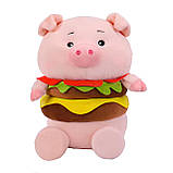 М'яка іграшка (50см) Свинка-бургер / Плюшева іграшка свинка / Іграшка-обнімашка / Іграшка-подушка, фото 3