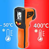 Безконтактний термометр -50 до +400 з дисплеєм, від батарейок, T400 / Пірометр цифровий / Інфрачервоний термометр, фото 5