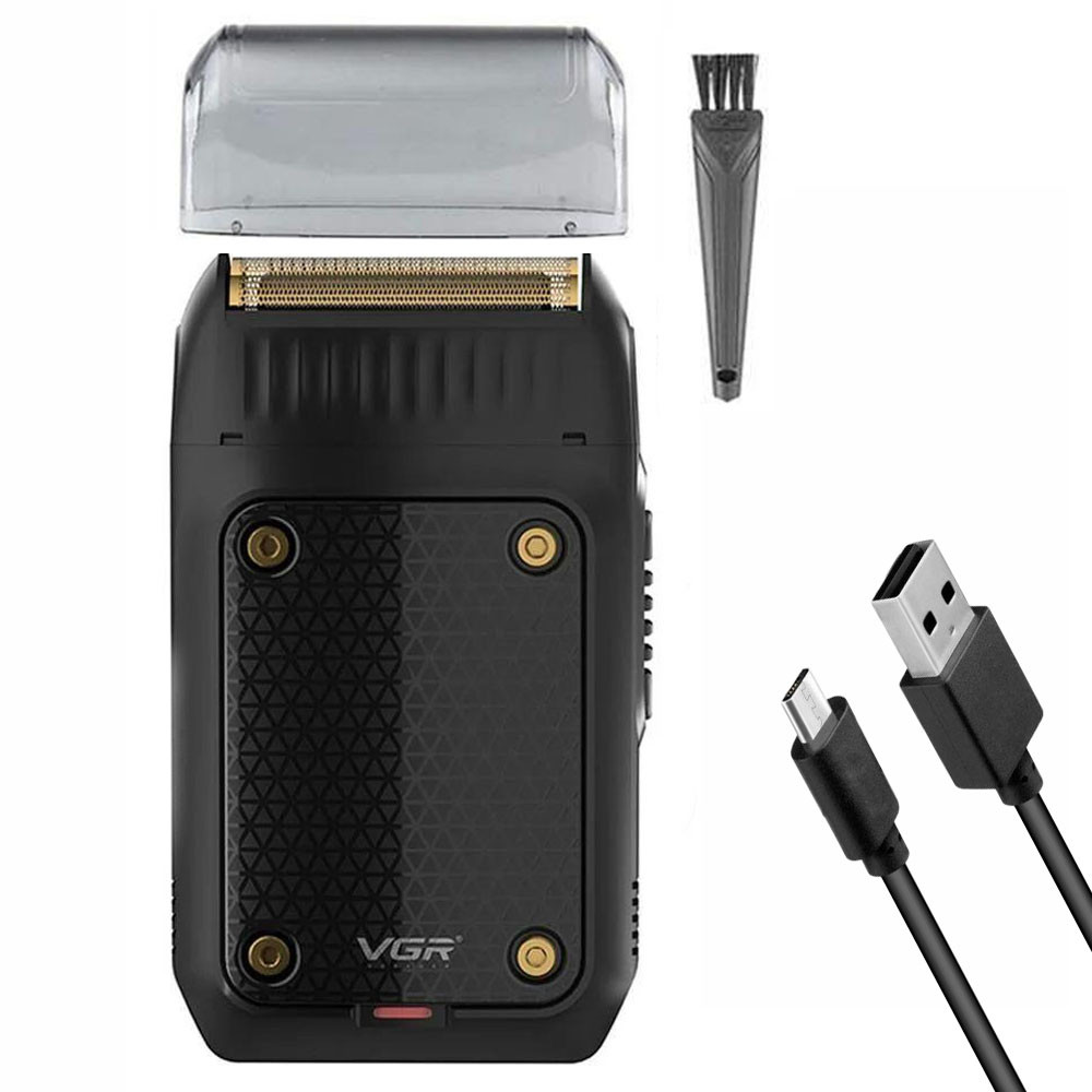 Акумуляторна електробритва, USB, VGR V-353, Чорна / Шейвер бездротовий / Бритва електрична