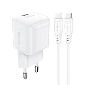 Мережевий зарядний пристрій ACEFAST A73 mini PD20W GaN single USB-C charger set (C3-03) White yL.