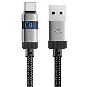 Кабель ACEFAST C15-04 USB-A to USB-C zinc alloy digital display braided charging data cable Black ly