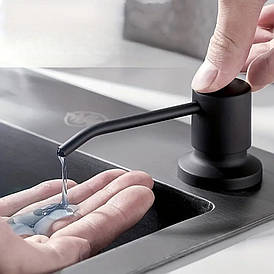 Дозатор врізний диспенсер 300 мл для миючих засобів, що вбудовується в мийку Frap F408-6 чорного кольору