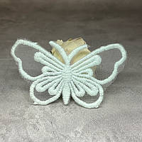 Декоративний (вишитий) Мереживний Метелик, розмір 7,3 см, колір- світло-бірюзовий, арт 06343, 1 шт, світло-бірюзовий