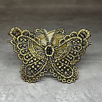 Декоративний (вишитий) мереживний Метелик, 5*7 см, колір-чорний з золотом, арт 010421, 1 шт, Різнокольоровий