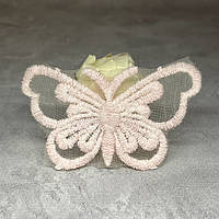 Декоративний (вишитий) Мереживний Метелик, розмір 7,3 см, колір- персиковий (блідий), арт 06344, 1 шт, Персиковий