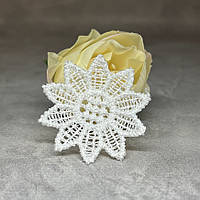 Вишита Мереживна квітка 3,5 см, колір-білий, арт 010680, 1 шт, Білий