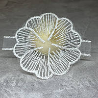 Вишитий Мереживний декор Квітка, розмір 6,3 см, колір білий, арт 014042, 1 шт, Білий