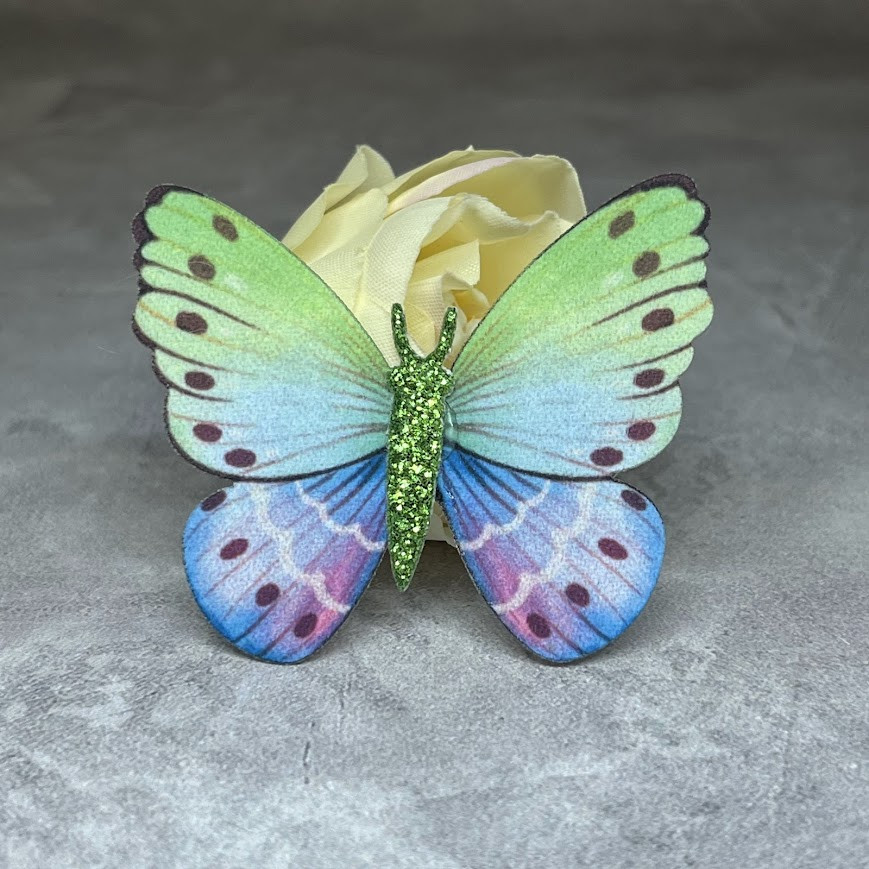 Декоративний метелик (аплікація метелик\ текстиль), розмір ~4 см, арт 016688, 1 шт, Різнокольоровий, фото 1
