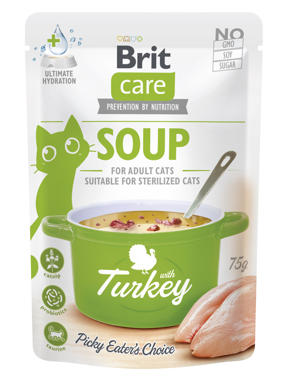 Вологий корм Супчик для котів Brit Care Soup pouch з індичкою, 75 г